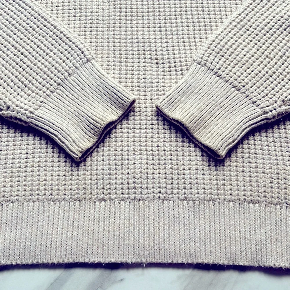 J. Crew Men's Textured Cream Crewneck Sweater Cotton Size S